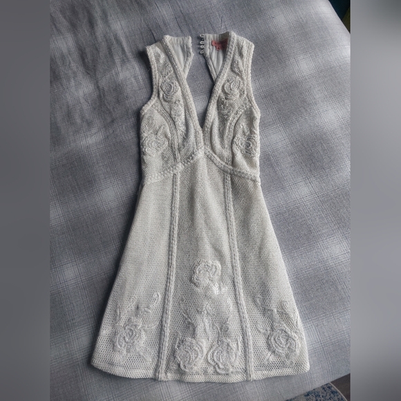 Anthropologie Not So Serious Pallavi Mohan Deep-V Beaded Mini Dress Size XS - Picture 2 of 2